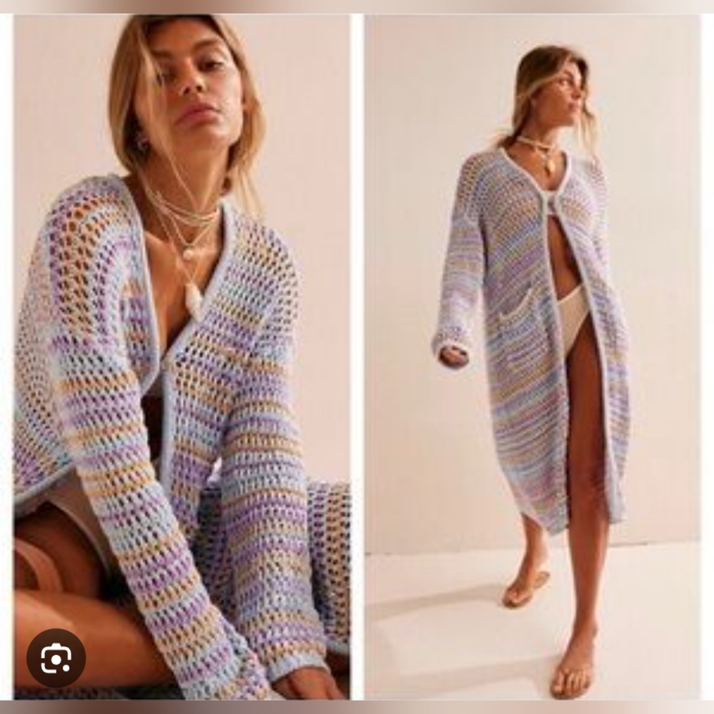 Free People Beach Colette Crotchet Sweater Cardigan Women's Size XS